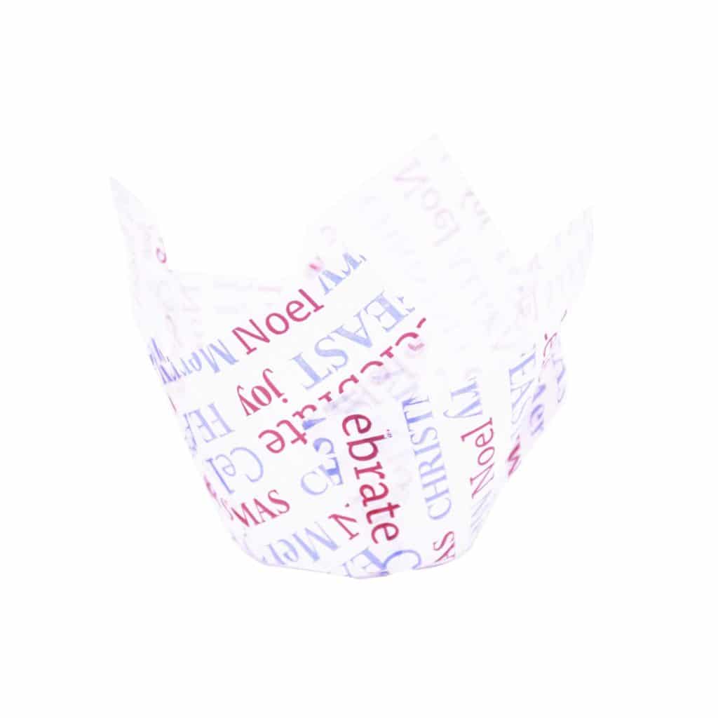 Large Muffin Wrap Christmas Text Print (150 per carton)